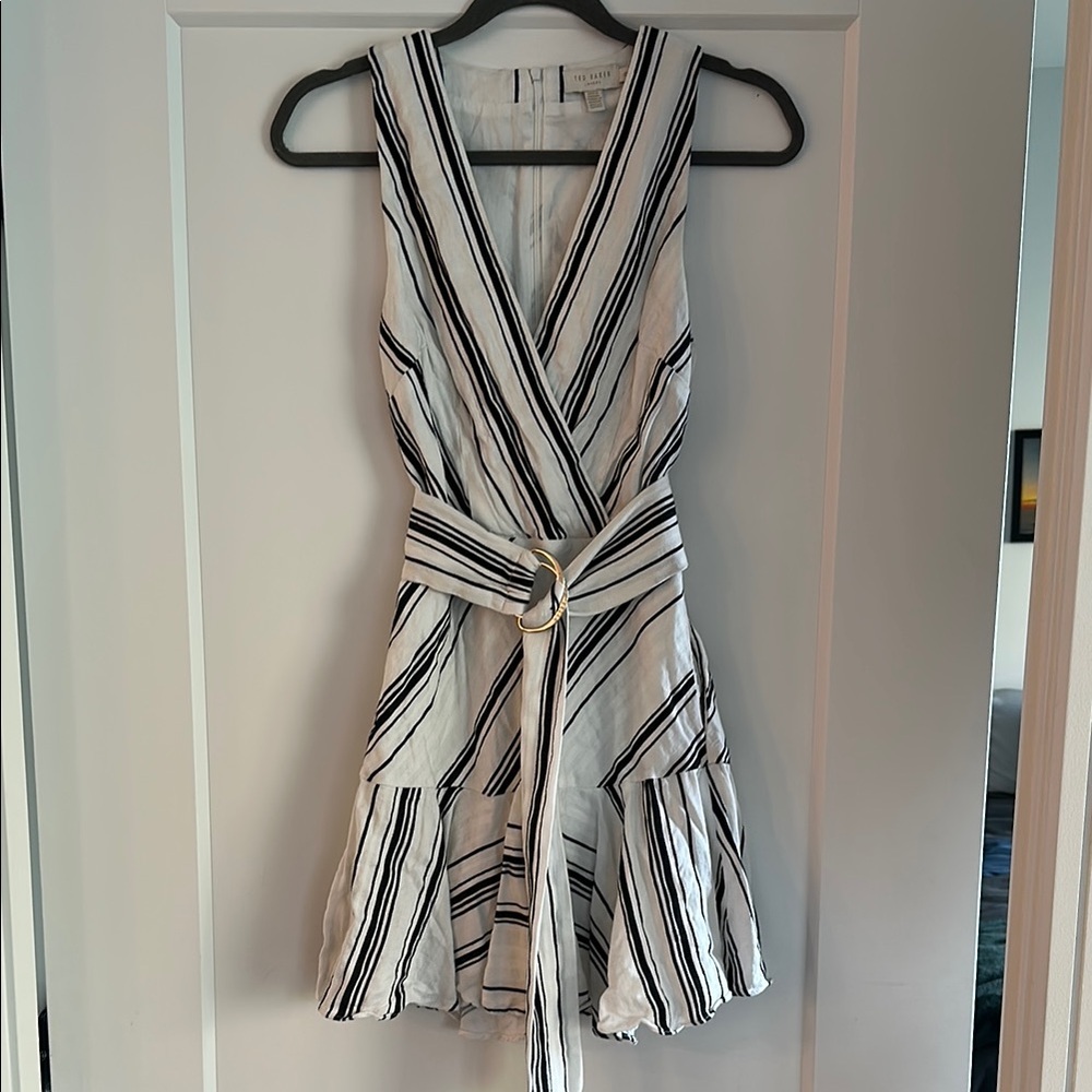 Ted Baker Black and White Sleeveless Mini Sundress
